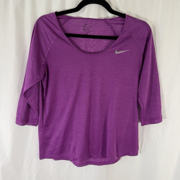Nike Shirt Women's Medium Purple Semi Sheer Short Sleeve Round Neck Lightweight - Picture 1 of 9